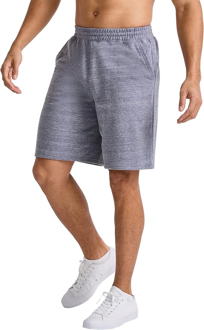 Hanes Mens Sweat Shorts Tri-Blend French Terry Pockets Elastic Waist 9 in Inseam