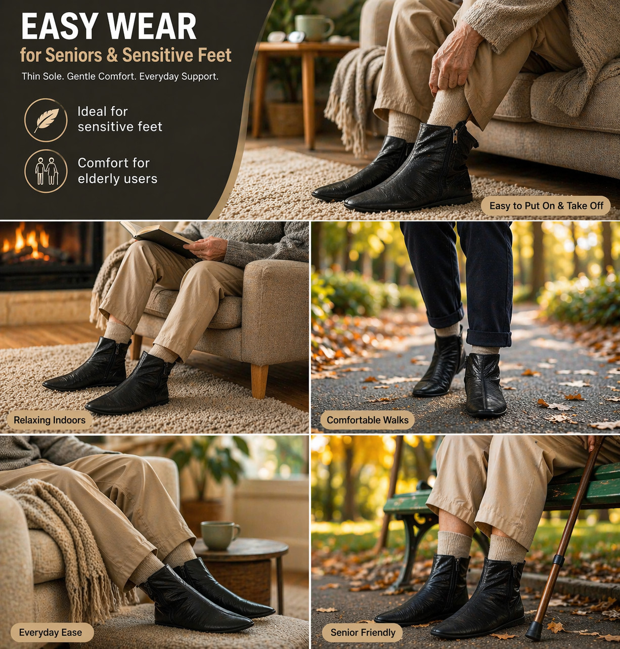Men’s Women’s Unisex Real Halal Sheep Leather Black Socks Khuf With FleeceLining