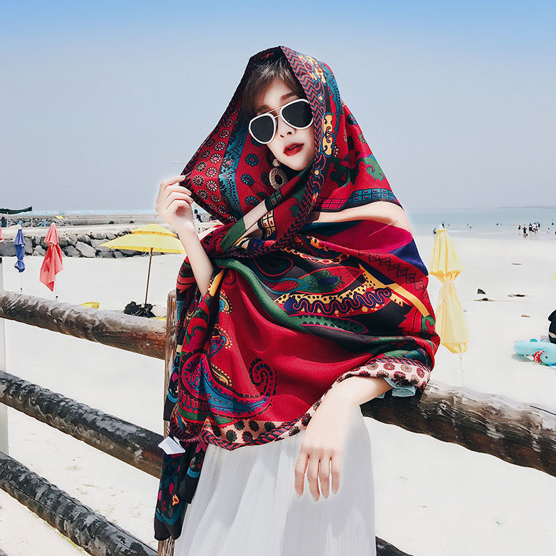 Ethnic Shawl Wrap Scarf Windproof Vintage Travel Cover Up Women Spring Summer