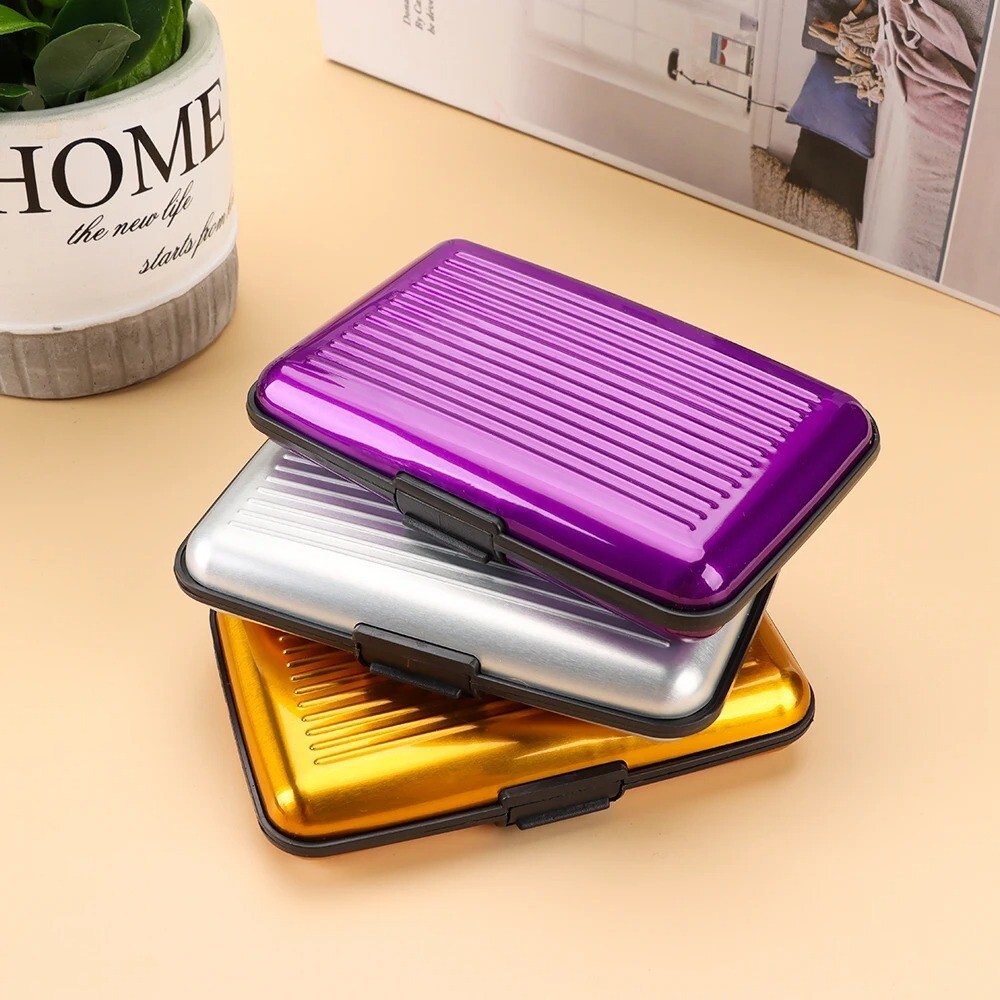 Aluminum Metal Wallet Business ID Credit Card Case Holder Anti RFID Scanning USA
