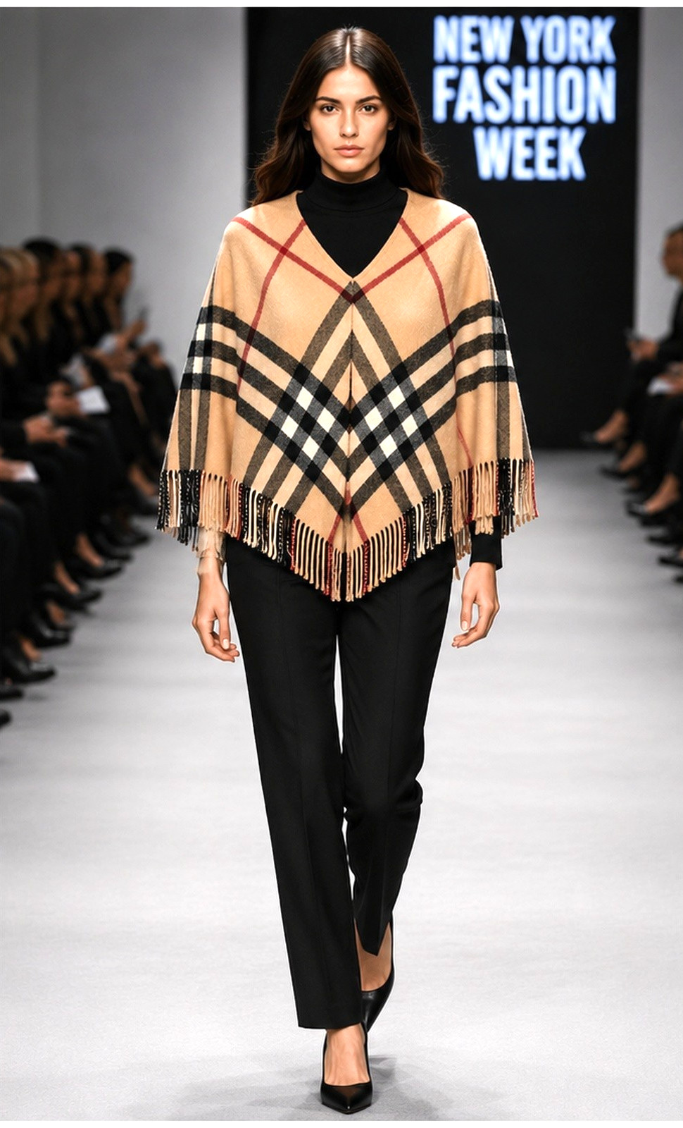 Burberry Wool Cashmere Shawl Poncho Cape Beige Black Red White Nova Check