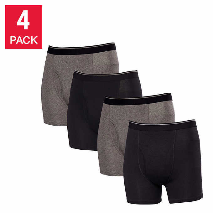 Kirkland Signature Men’s Boxer Brief, 4-pack Multi Colors Tagless Soft Cotton