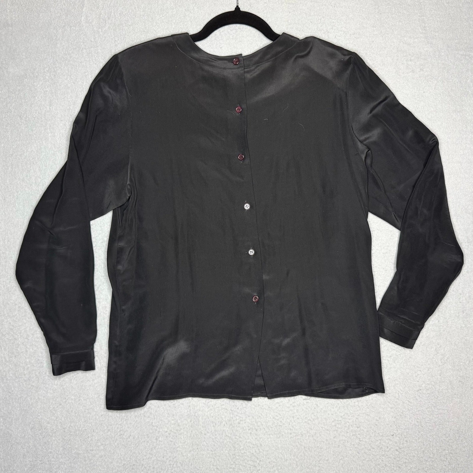 Vintage 100% Silk Pleated 80’s Style Blouse Button Down Back Old Money – Sz 8