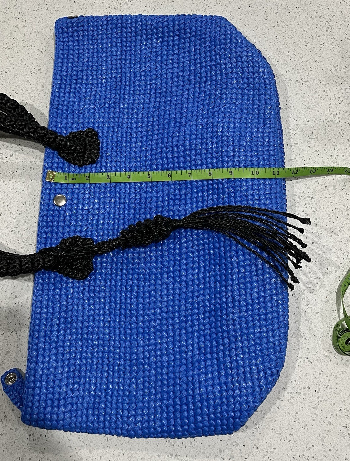 Large 100% Recycled Plastic Handcrafted Tote Bag W/ Tassel
