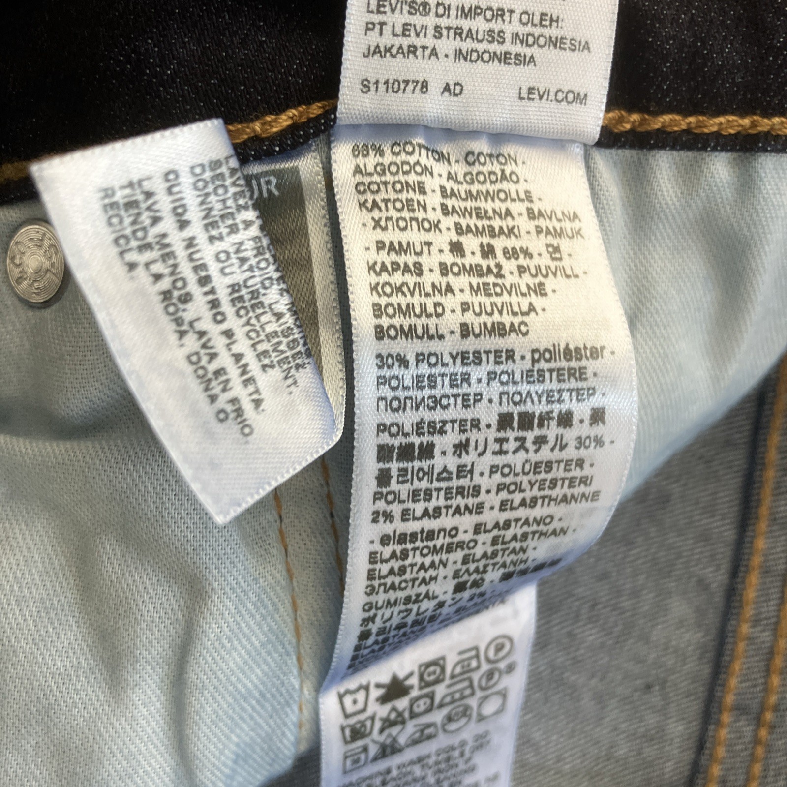 NWT Men’s Levi’s 513 Slim Stretch Straight Dark Wash Blue Jeans Size 36”x30”