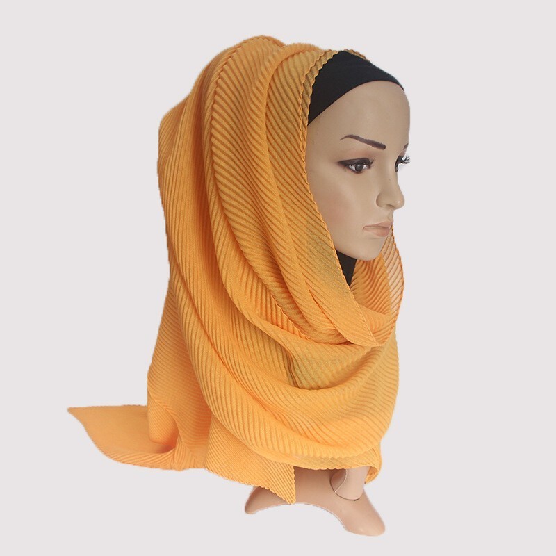 Lady Fold Wrinkle Muslim Cotton Wrap Scarf Linen Headscarf Fashion Hijab Shawl