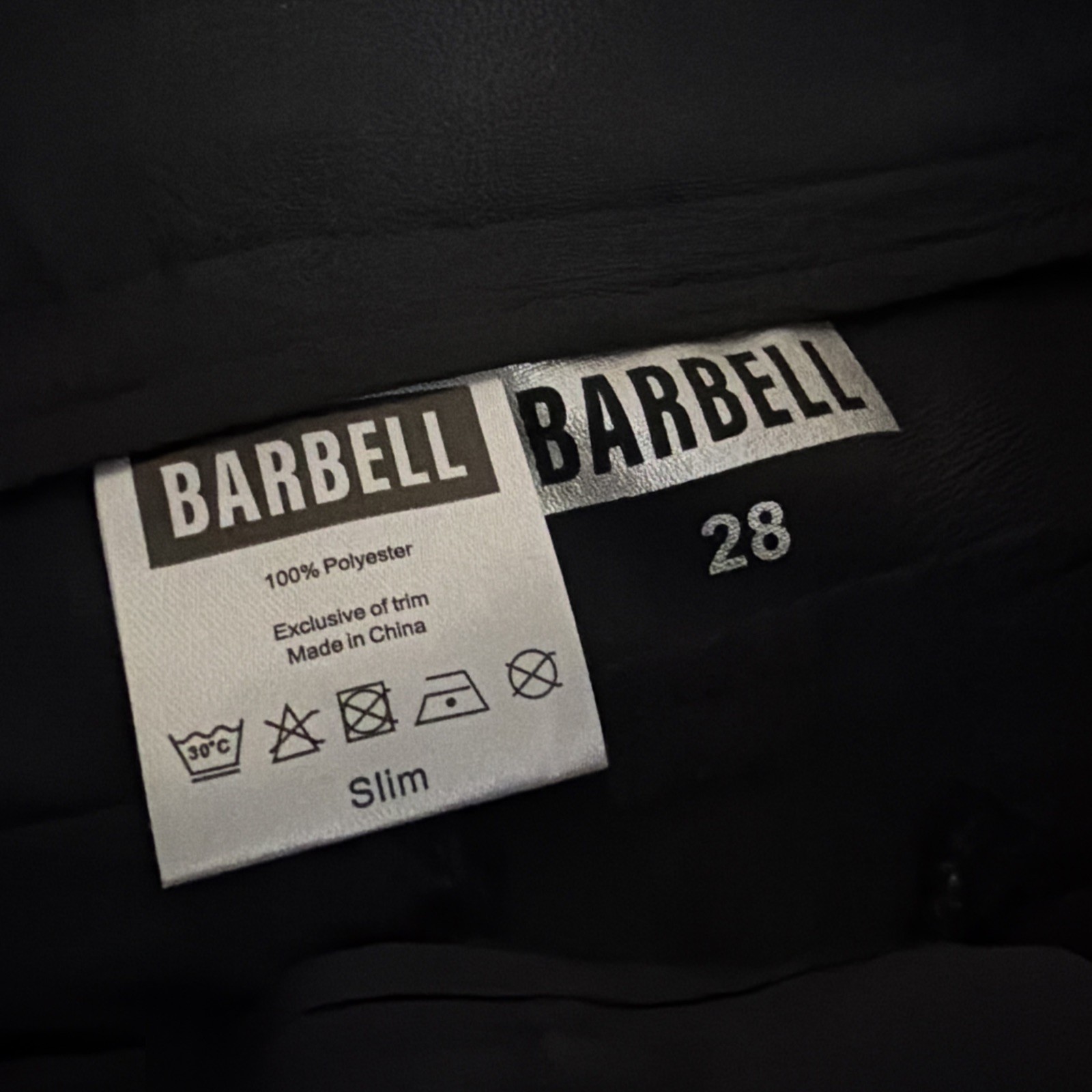 Barbell Anything Chino Mens Sz 28 (30×29) Black Polyester Slim Fit Performance