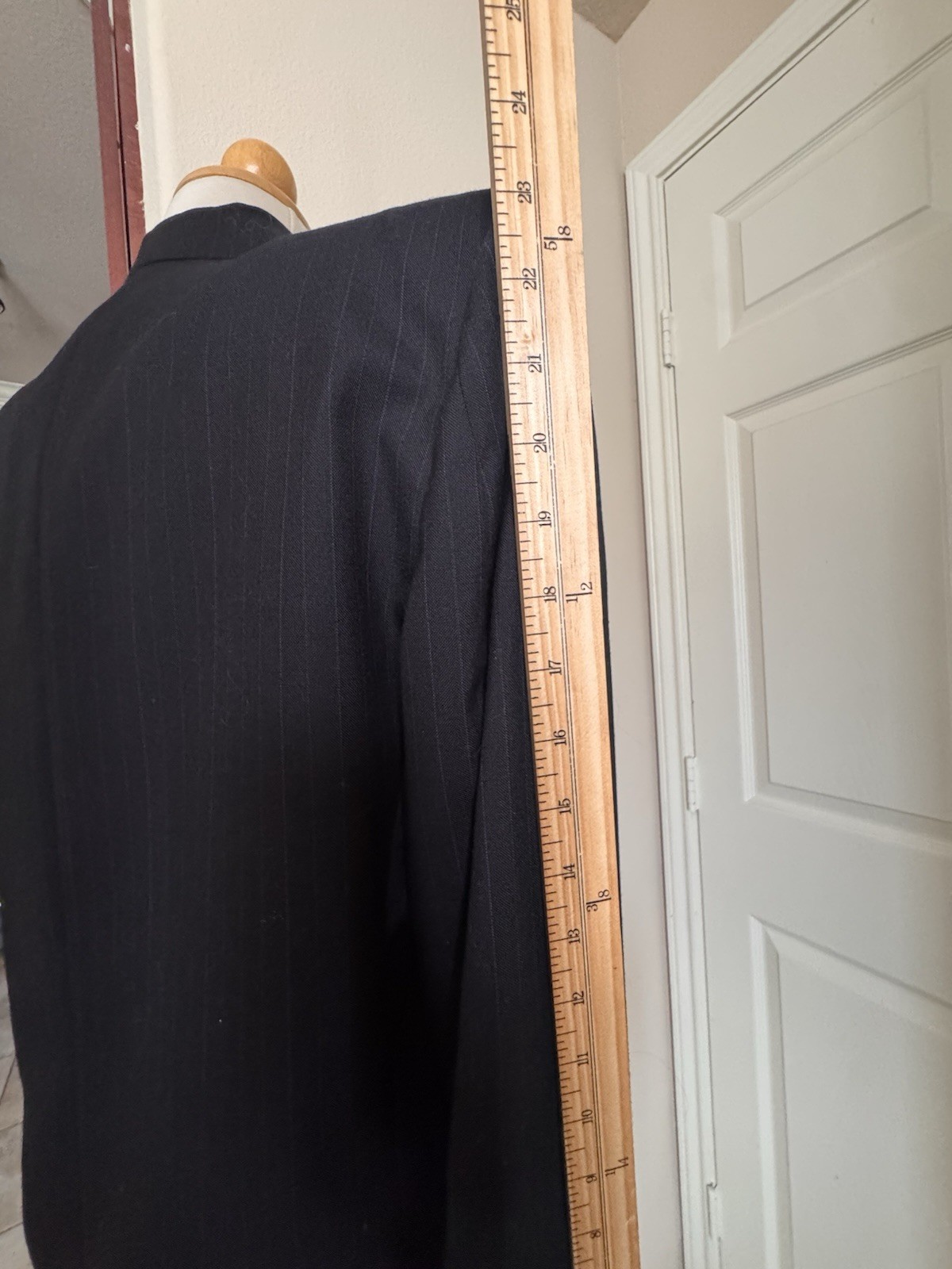 Vintage Christian Dior Pinstripe Wool Blend Pantsuit Doubl Breasted Blazer Sz 16