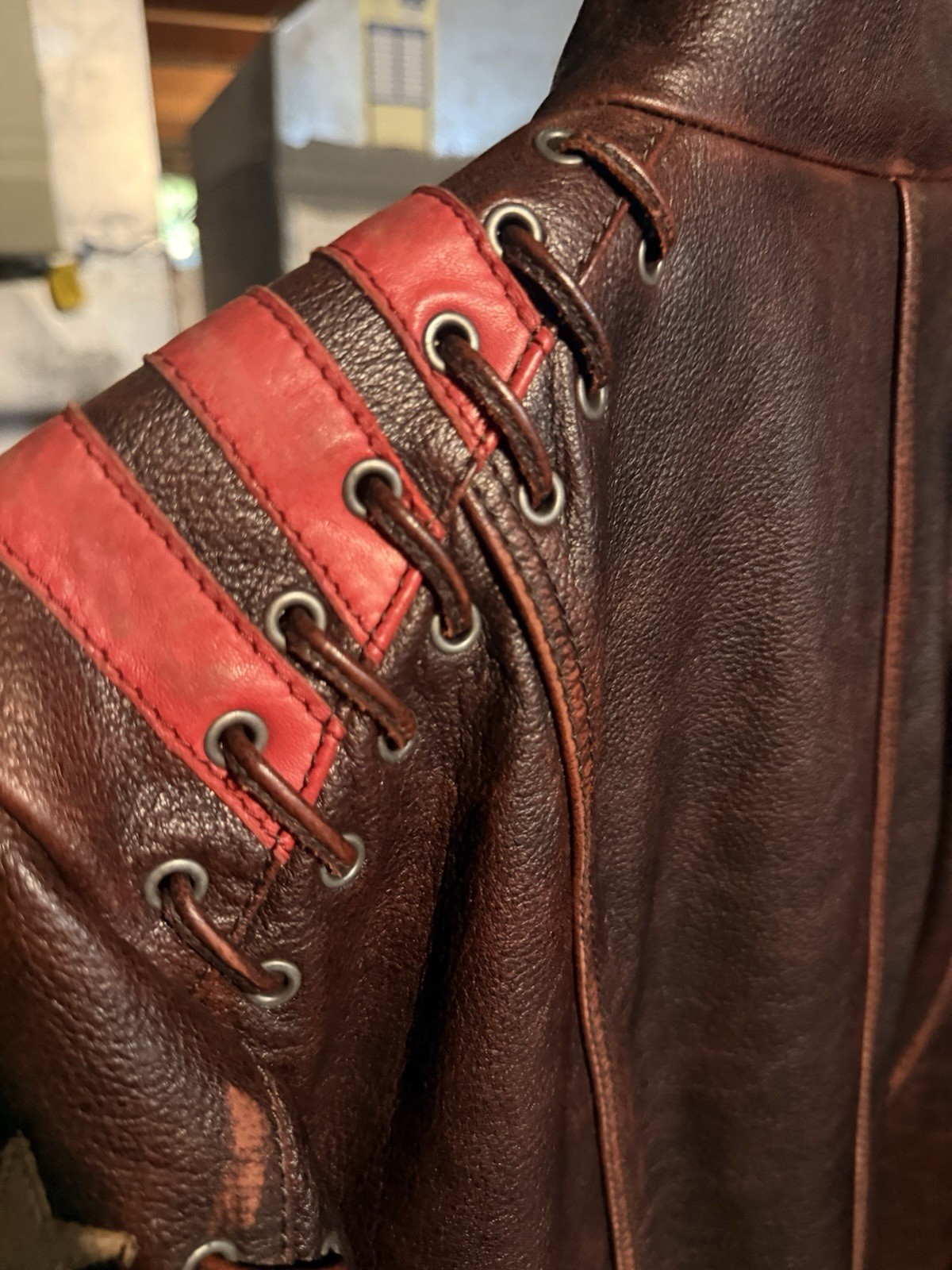 RARE FIND! Bellows Leather XXL Brown Lined Zip Stand-Up Collar Motorcycle Jacket