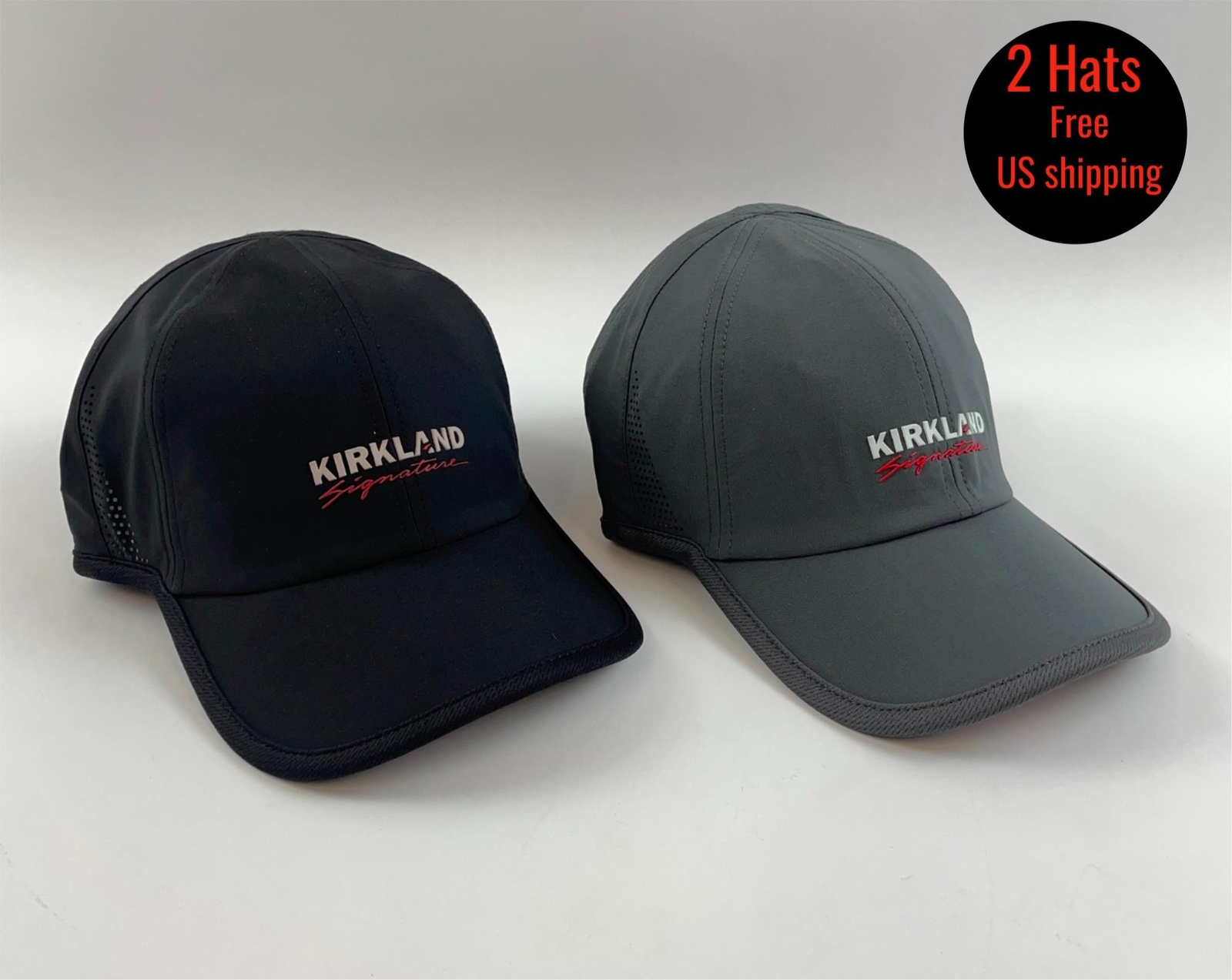 Kirkland Signature Logo Premium Costco Hat Moisture-Wicking Unisex Gray Black
