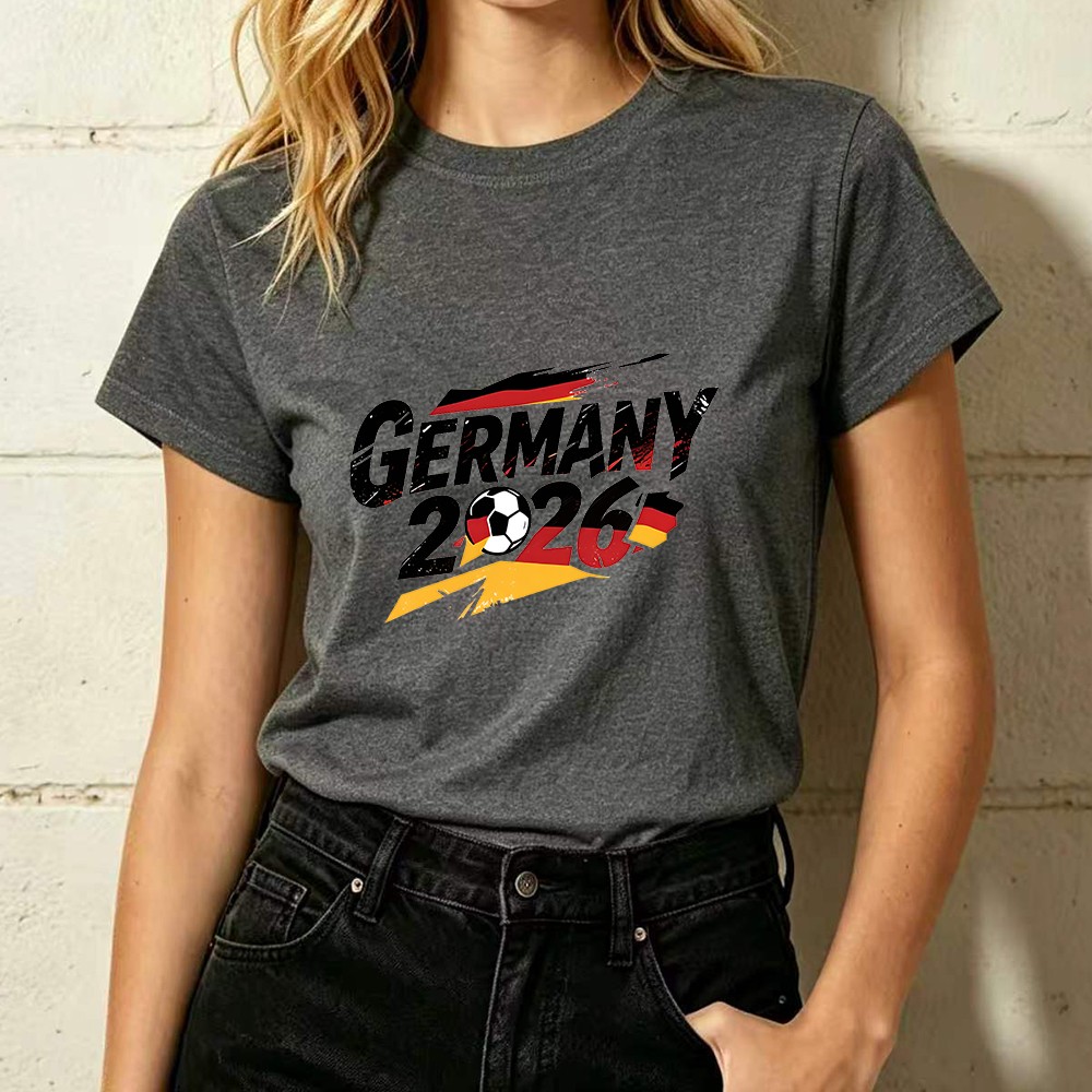 Germany 2026 Soccer Flag Print T-Shirt Women’s Stylish Sports Enthusiast Shirt