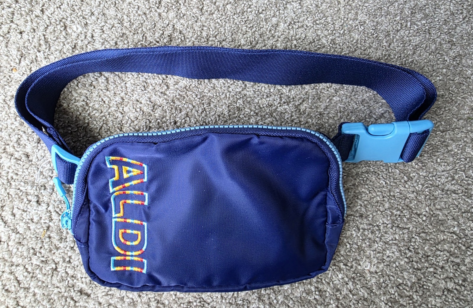 NWOT Aldi Navy Gear Belt With Rainbow Embroidery And Adjustable Strap.