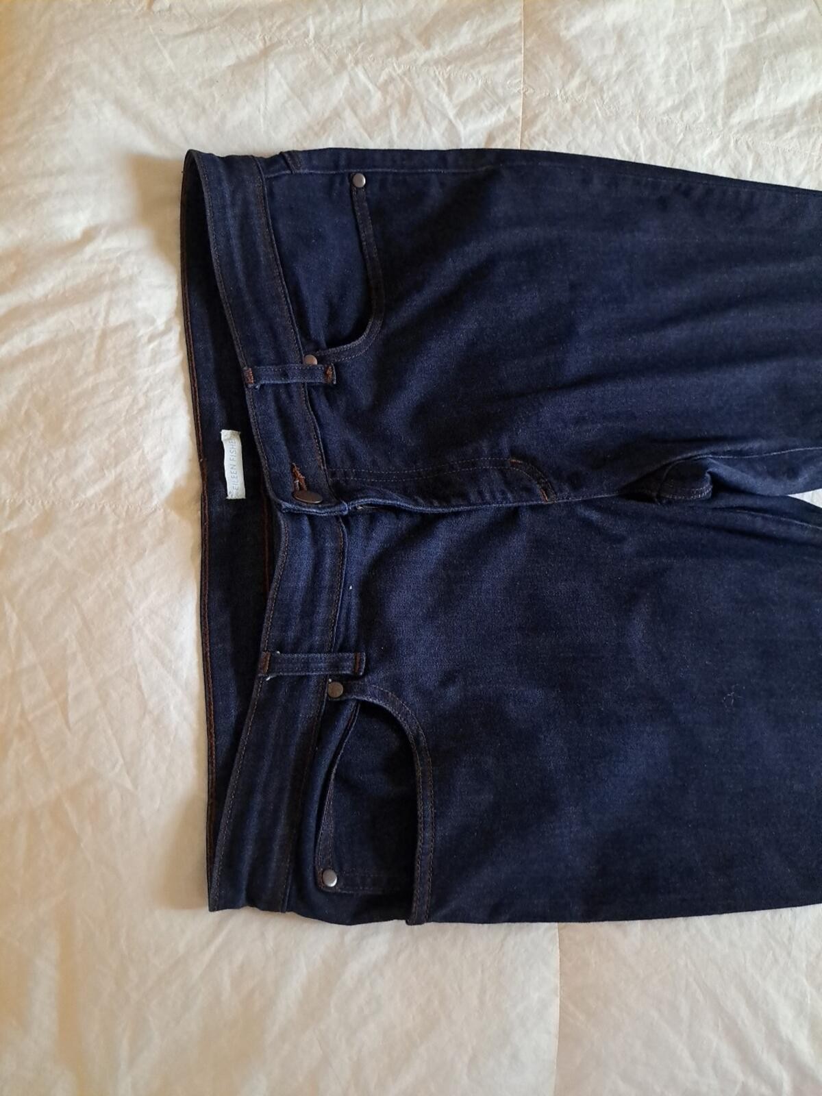 Eileen Fisher Organic Cotton Straight Ankle Jean Size 12 EUC Returns Accepted