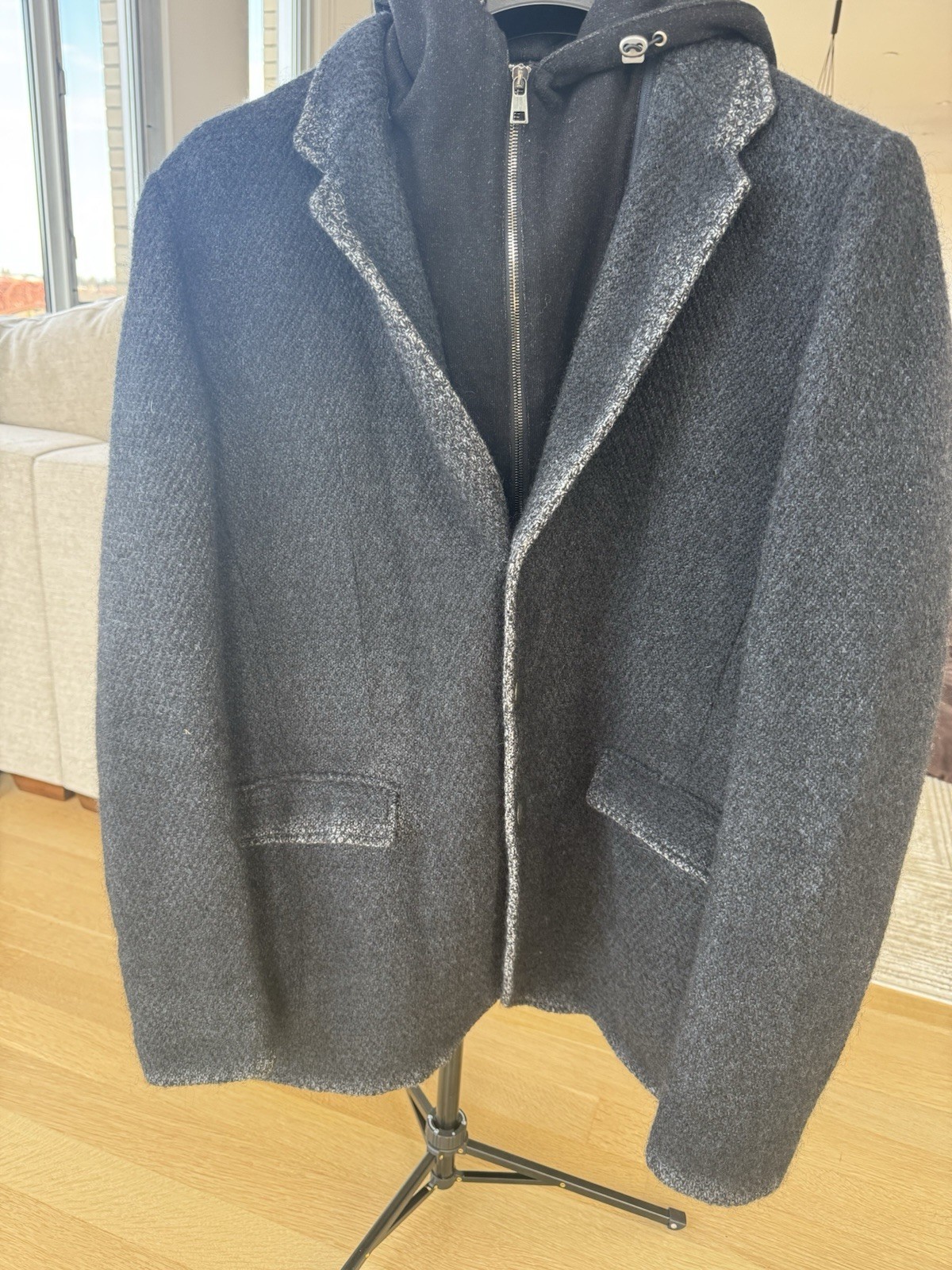 Gimo’s Men’s Hooded Full Zip Wool Jacket Regular Fit 3XL