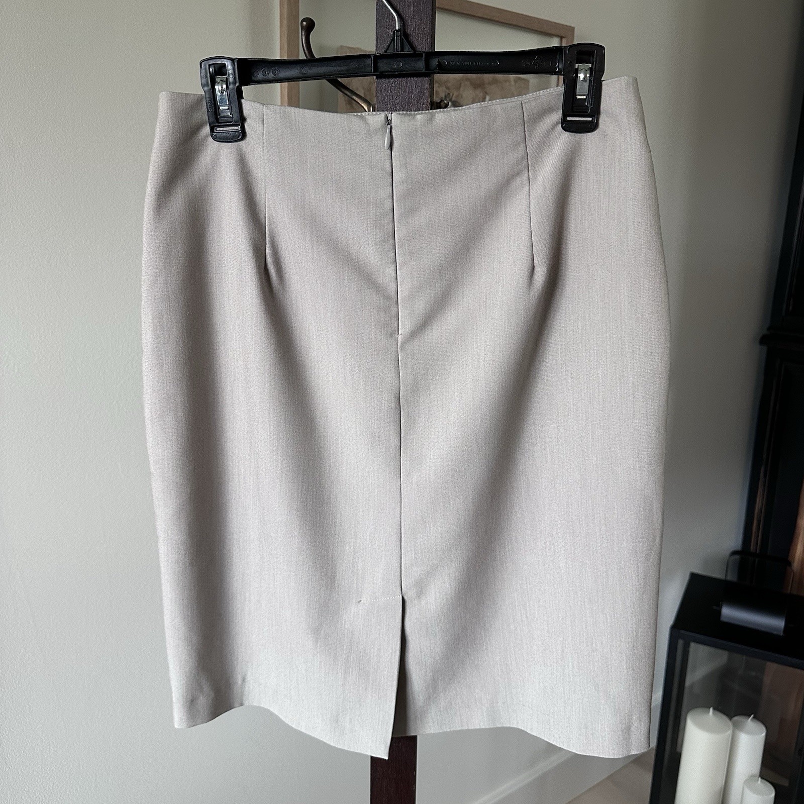 Tribal High Waisted Pencil Skirt Sz M Beige Office Capsule Academia