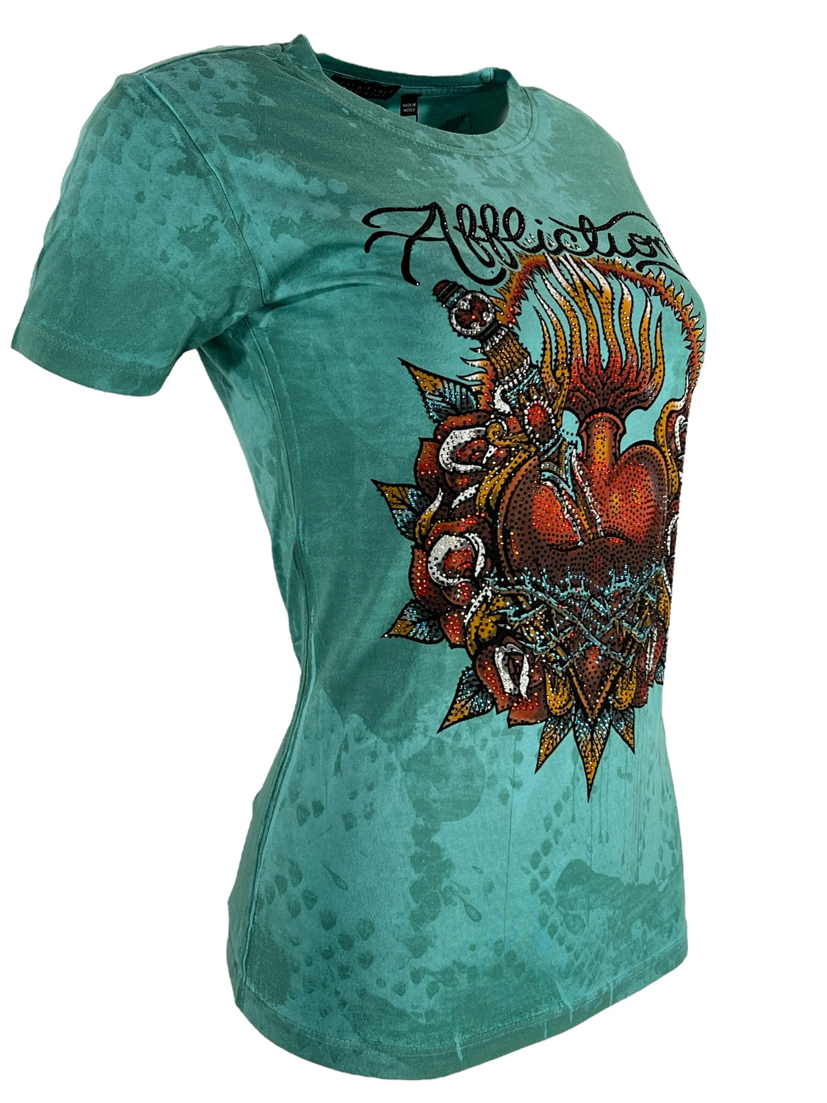 Affliction Women’s T-Shirt Queenie Rae Biker Tattoo