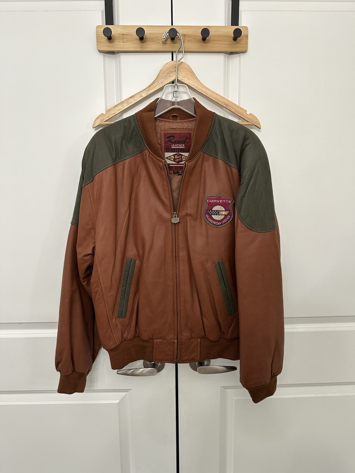 Corvette – Reed Men’s Leather Bomber Jacket Full Zip Brown