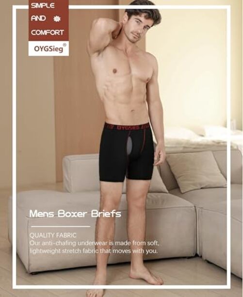 Men’s Boxer Briefs,Fly with X-Large Regular-6‘’ Inseam Regular Leg – Black*5