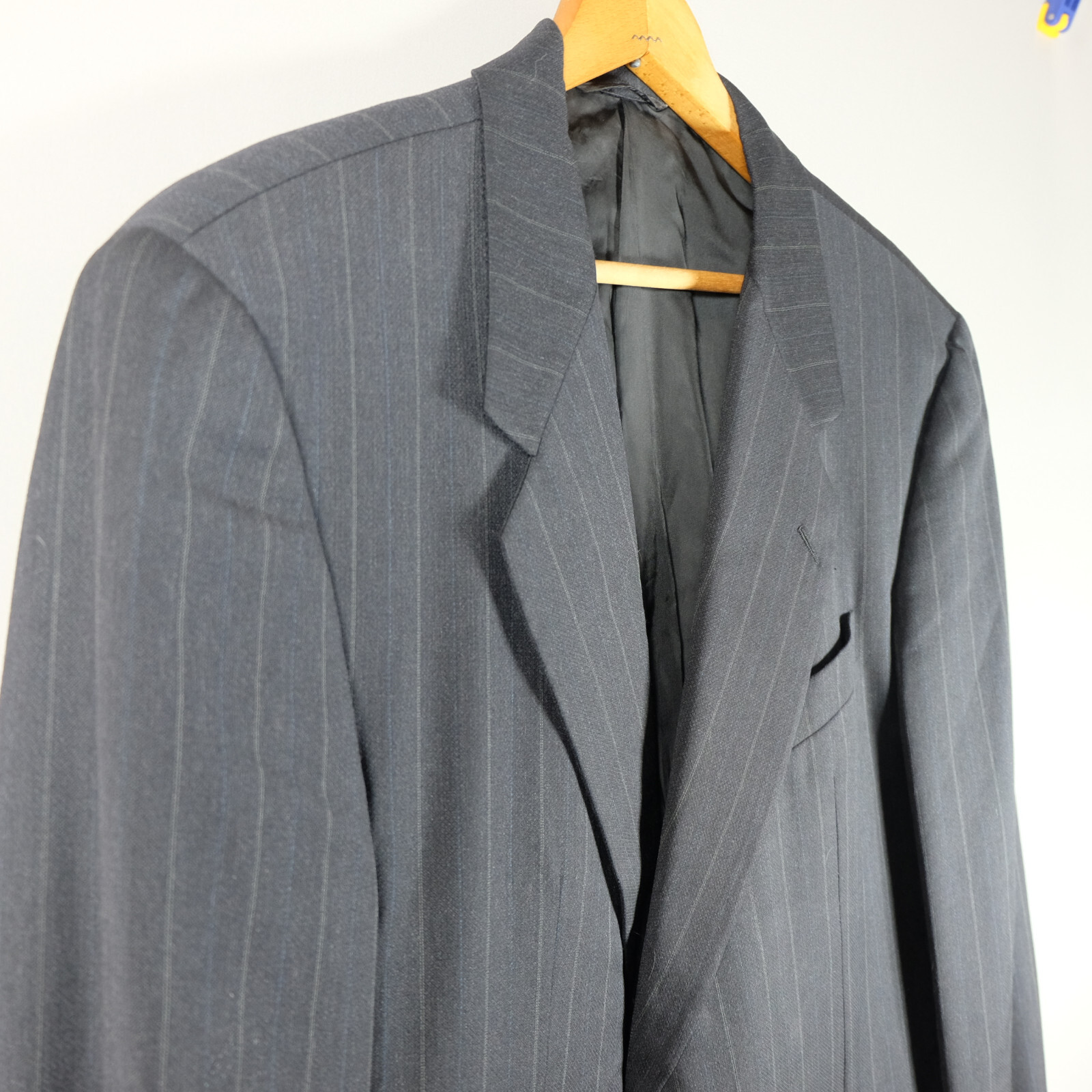 Hickey Freeman 44R Navy Gray Wool Pinstripe 2 Button Sportcoat Blazer Jacket Men