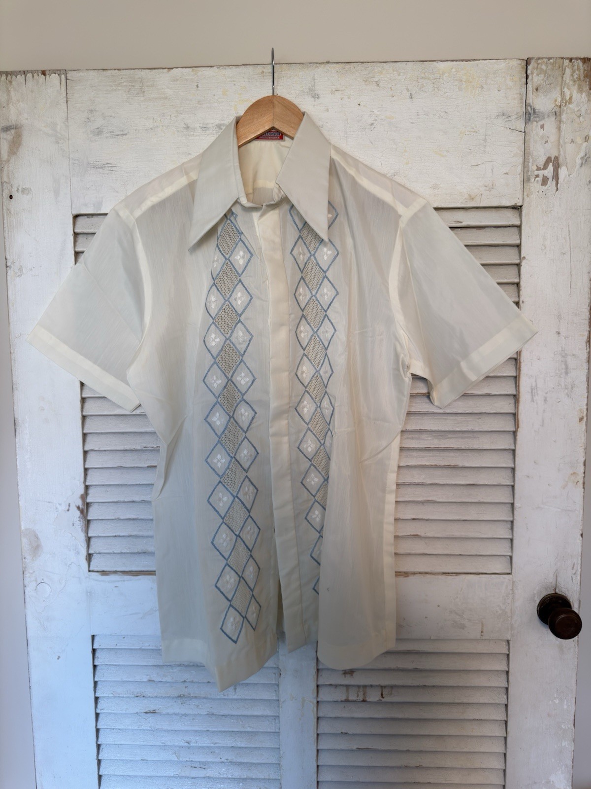 Vintage Goldman men’s Shirt Olongapo City Fine Tailor Military Souvenir’s 50’s