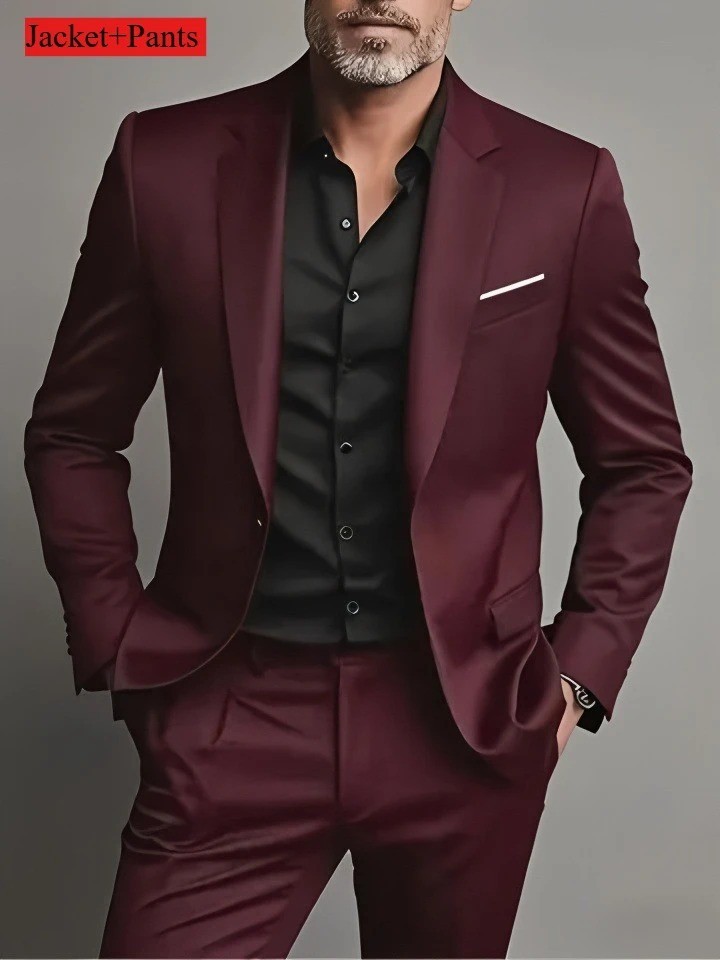 Men’s 3-Piece Slim Fit Suit Set Formal Wedding Business Party Blazer Vest Pant