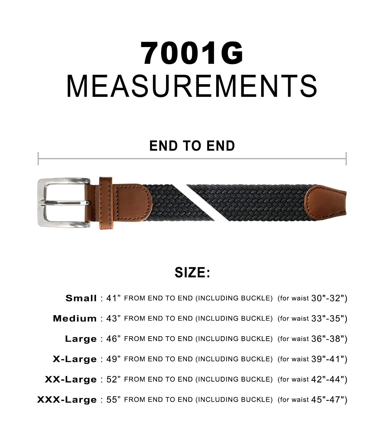 7001G Men’s Stretch Belt Braided Elastic Casual Woven Canvas Fabric Belt 1-3/8″