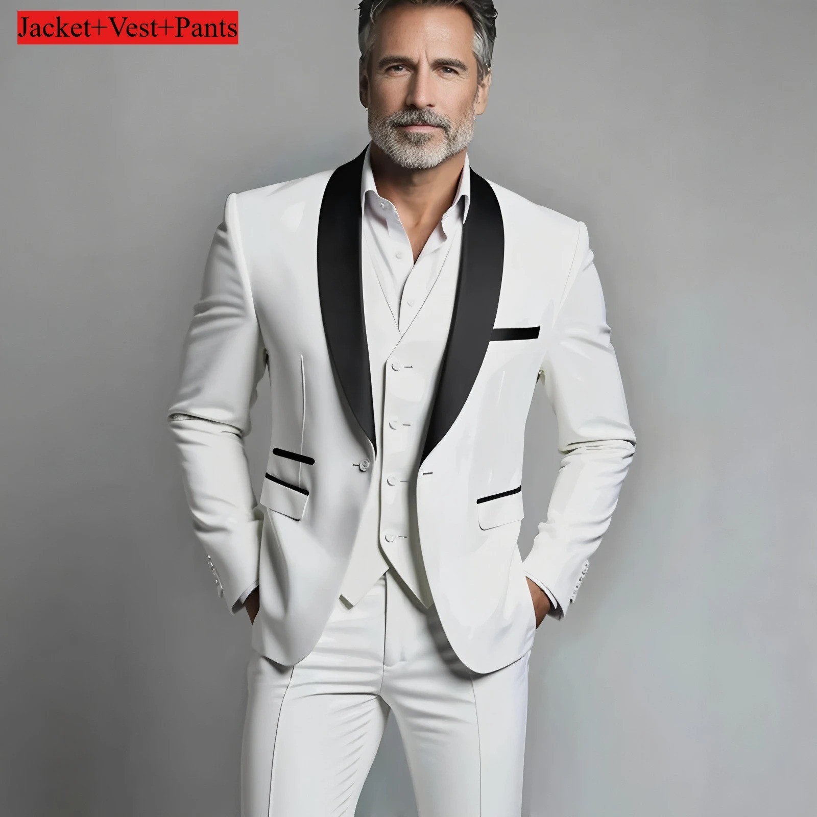Men’s 3-Piece Slim Fit Suit Set Formal Wedding Business Party Blazer Vest Pant