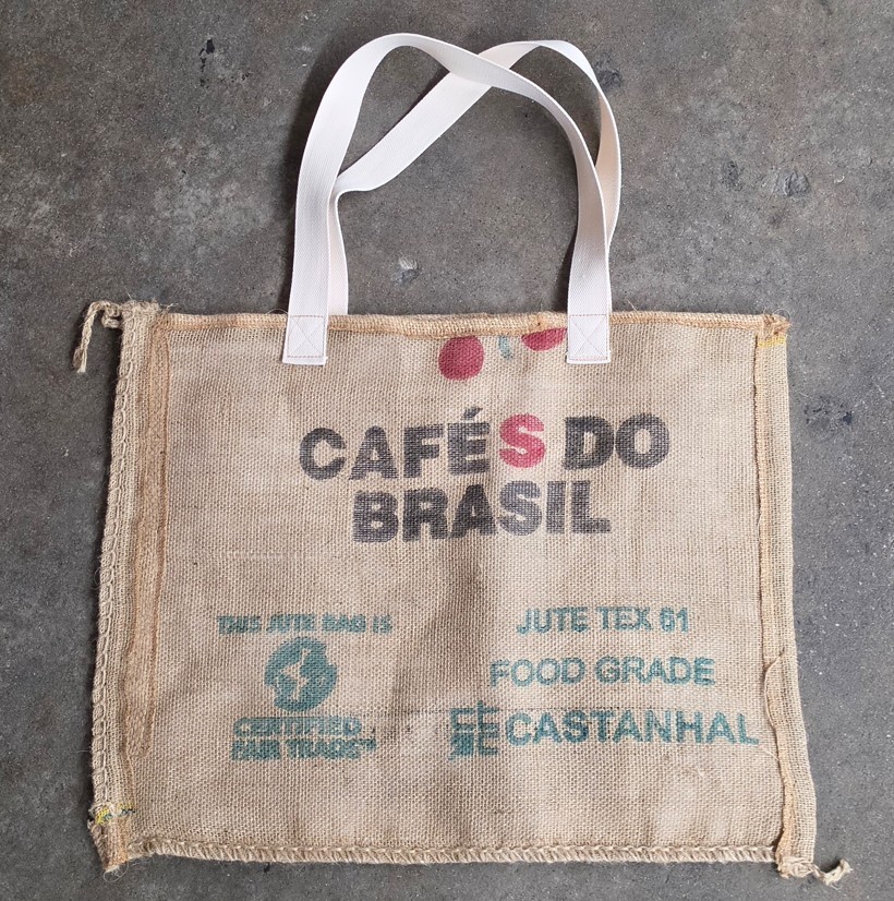 Handmade Burlap Coffee Bean Tote Bag Recycled Jute Eco Friendly