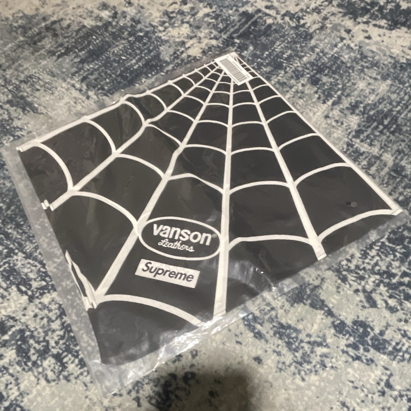 Supreme x Vanson Leathers Spiderweb Bandana Scarf, Black