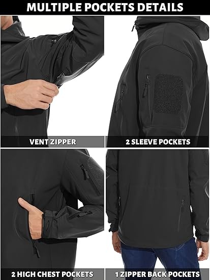 Mens Tactical Jacket Military Waterproof Coat Soft Shell Work Windbreaker Jacket