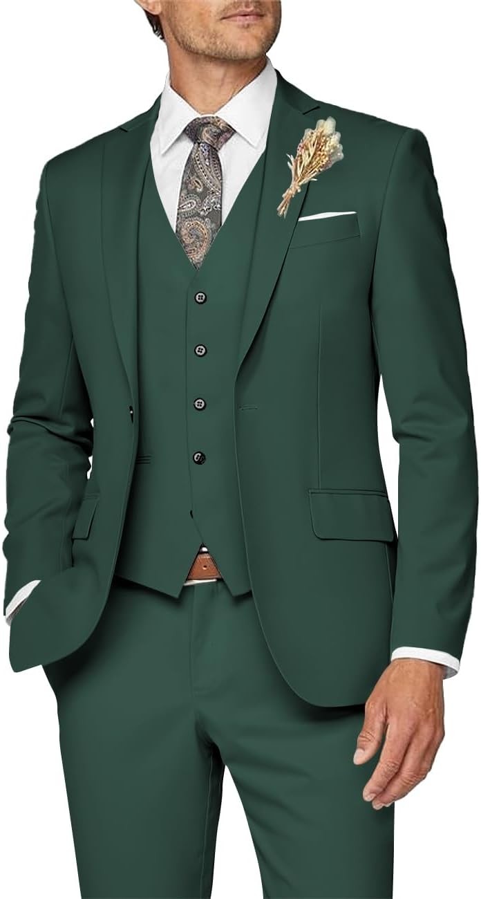 3 Piece Slim Fit Suit for Men Formal Business Wedding Prom Tuxedo Set