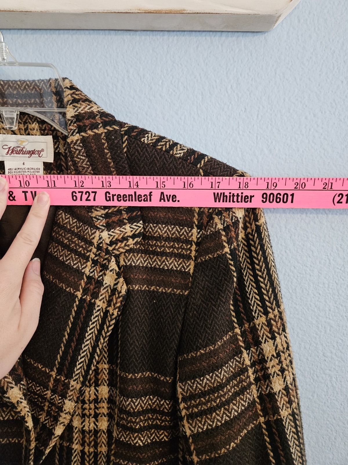 Vintage Worthington Brown And Tan Plaid Blazer