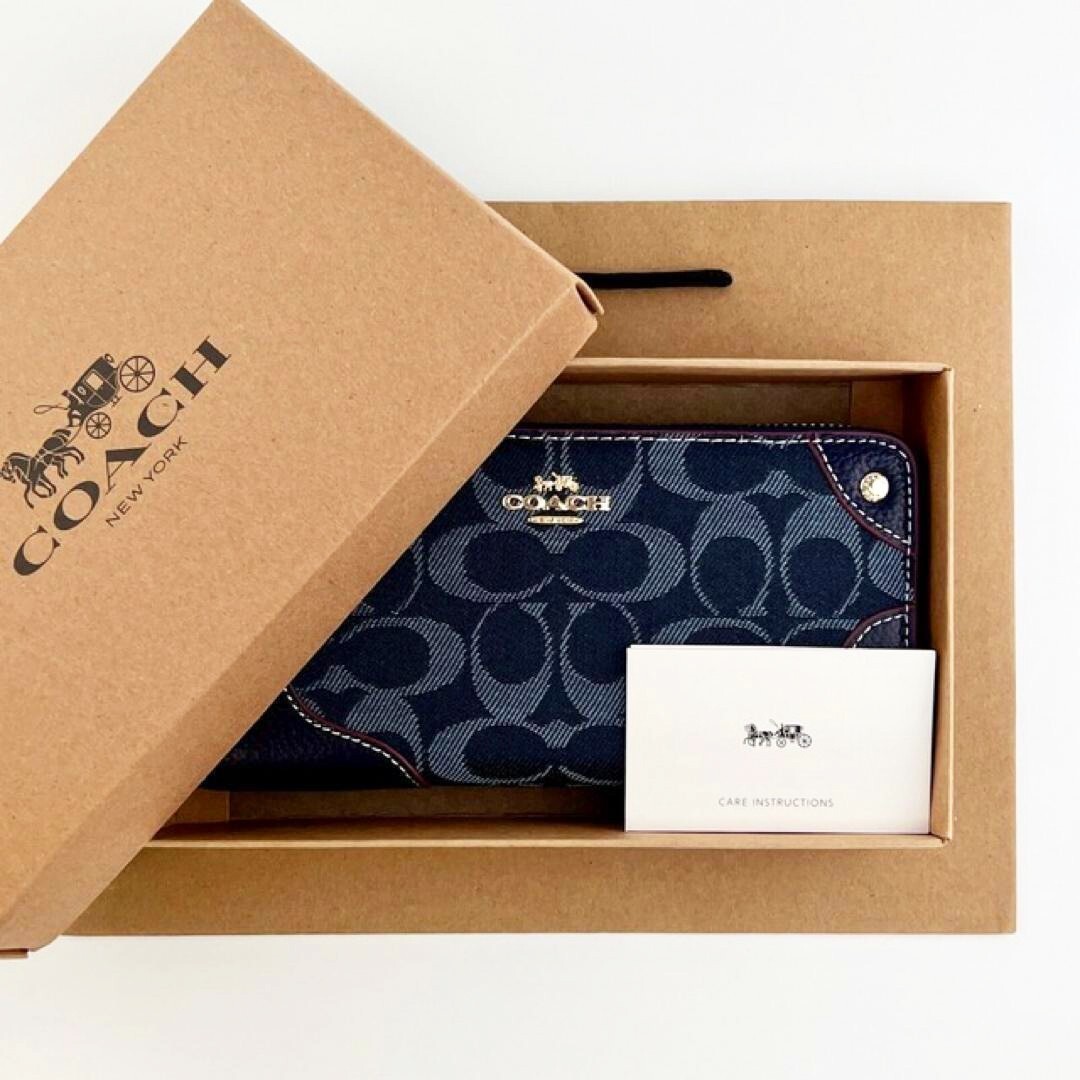 COACH Long Zip Around Wallet Signature Denim F53769 outlet New with Box