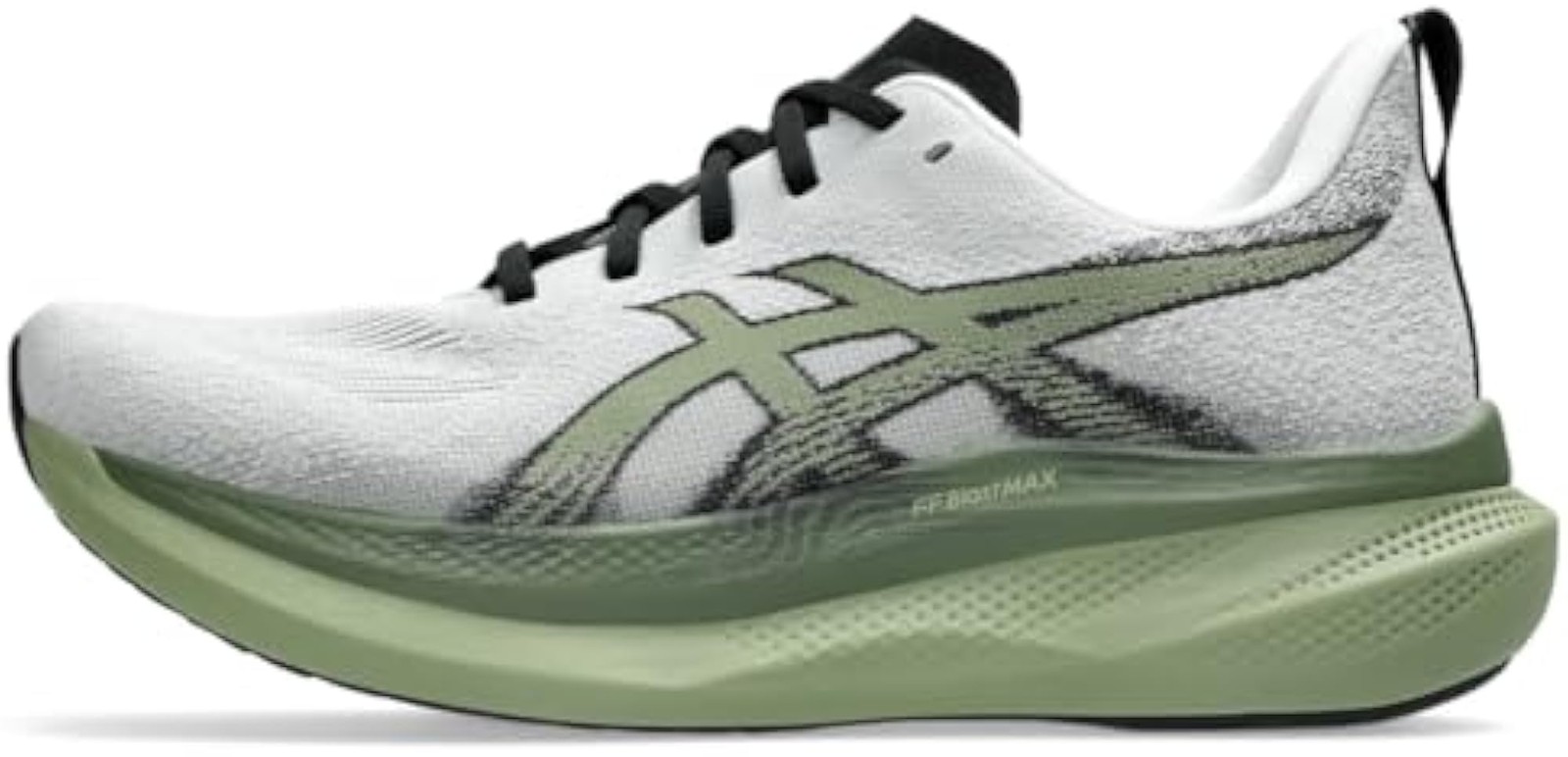 ASICS Men’s GLIDERIDE MAX 2 Running Shoes, 12.5, White/Moss – White/Moss – 12.5
