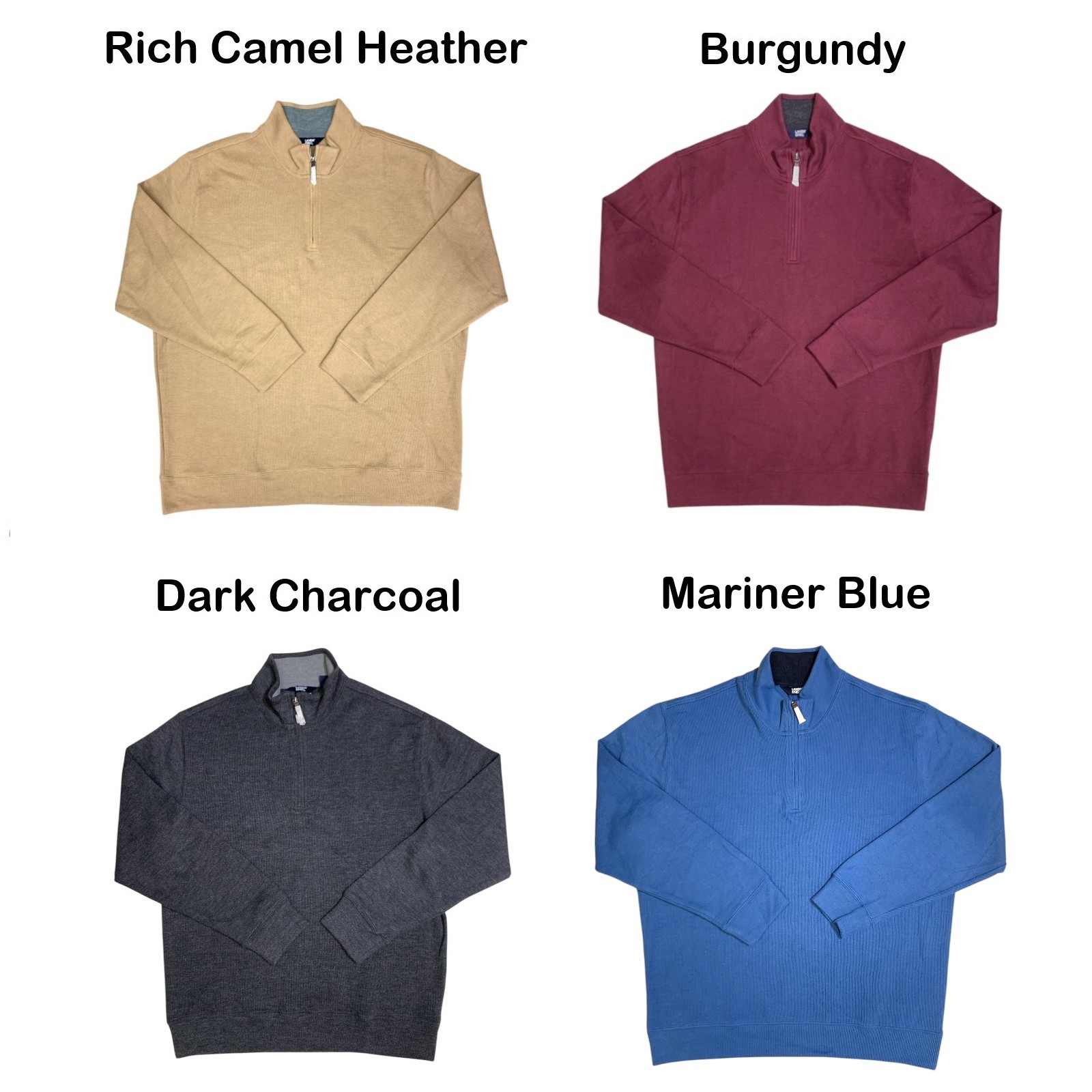 Lands’ End Men’s Bedford Rib Quarter Zip Long Sleeve Soft Cozy Pullover