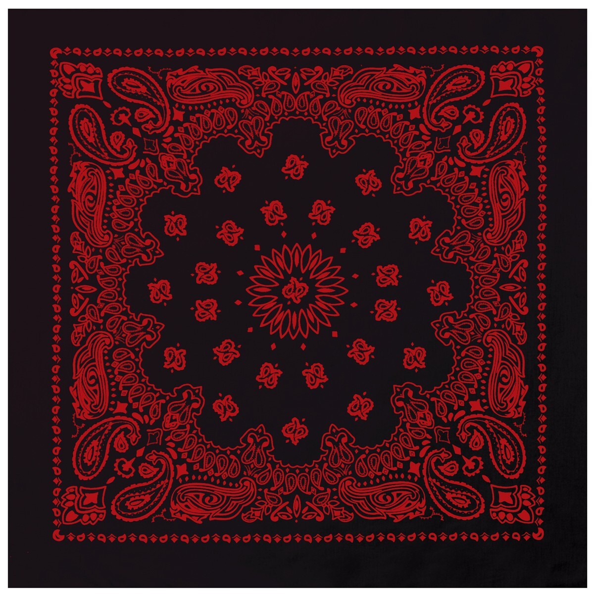 Rothco Jumbo Trainmen Paisley Bandana Cotton Black Red Headwrap FaceCover 27X27
