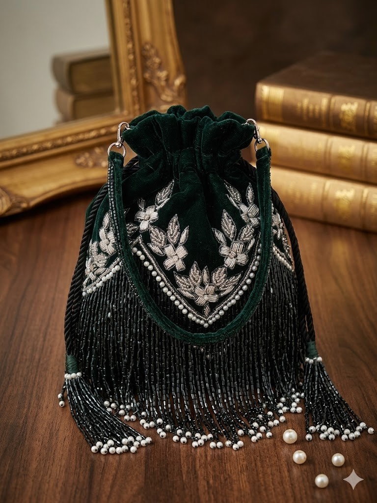 Handmade Rare Women’s Indian Traditional Potli Bag Boho Clutch For Wedding Party