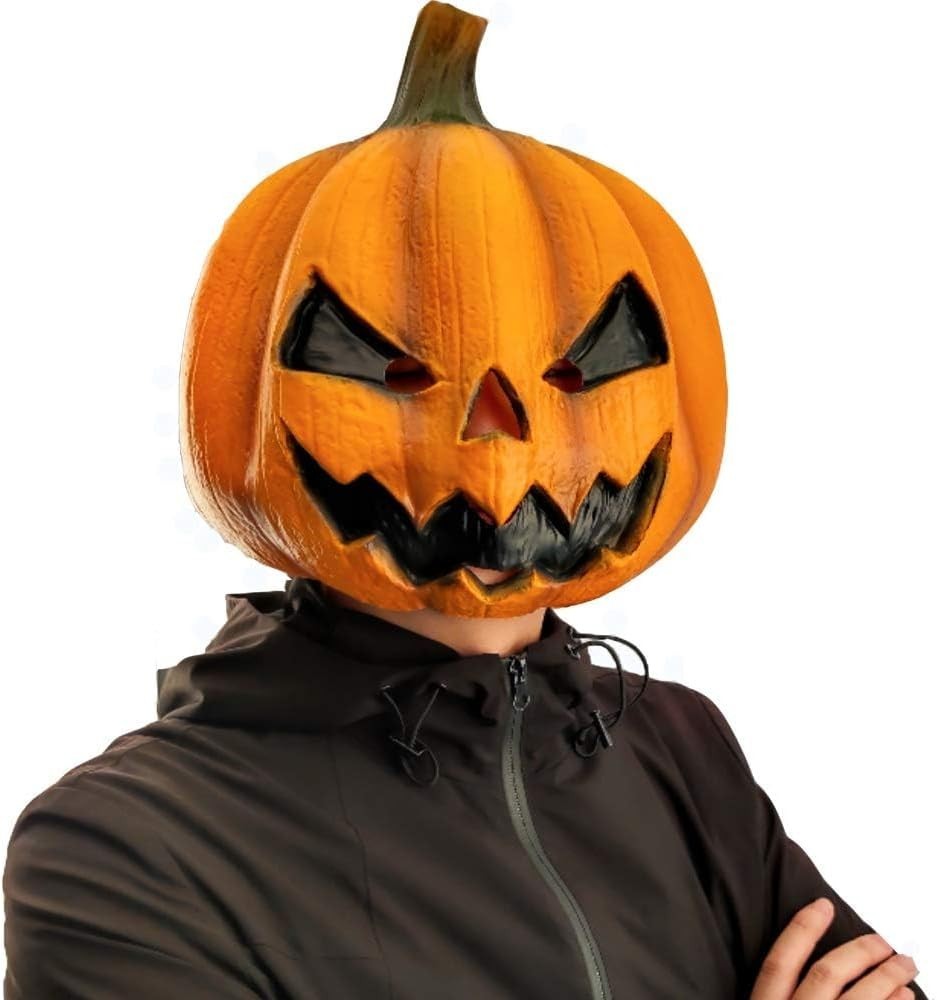Eco-Friendly Pumpkin Head Mask for Halloween Parties – One Size Fits All