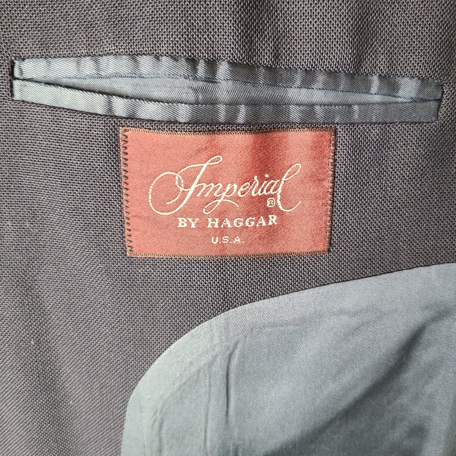 Haggar Imperial Jacket Mens 40R Navy Blue Sport Coat Gold Crest Buttons USA