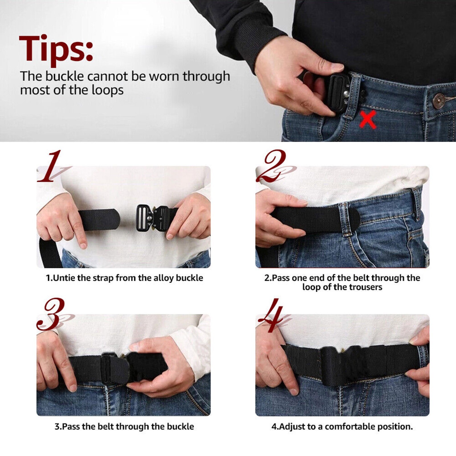 MEN Casual Military Tactical Army Adjustable Quick Release Belts Pants Waistband