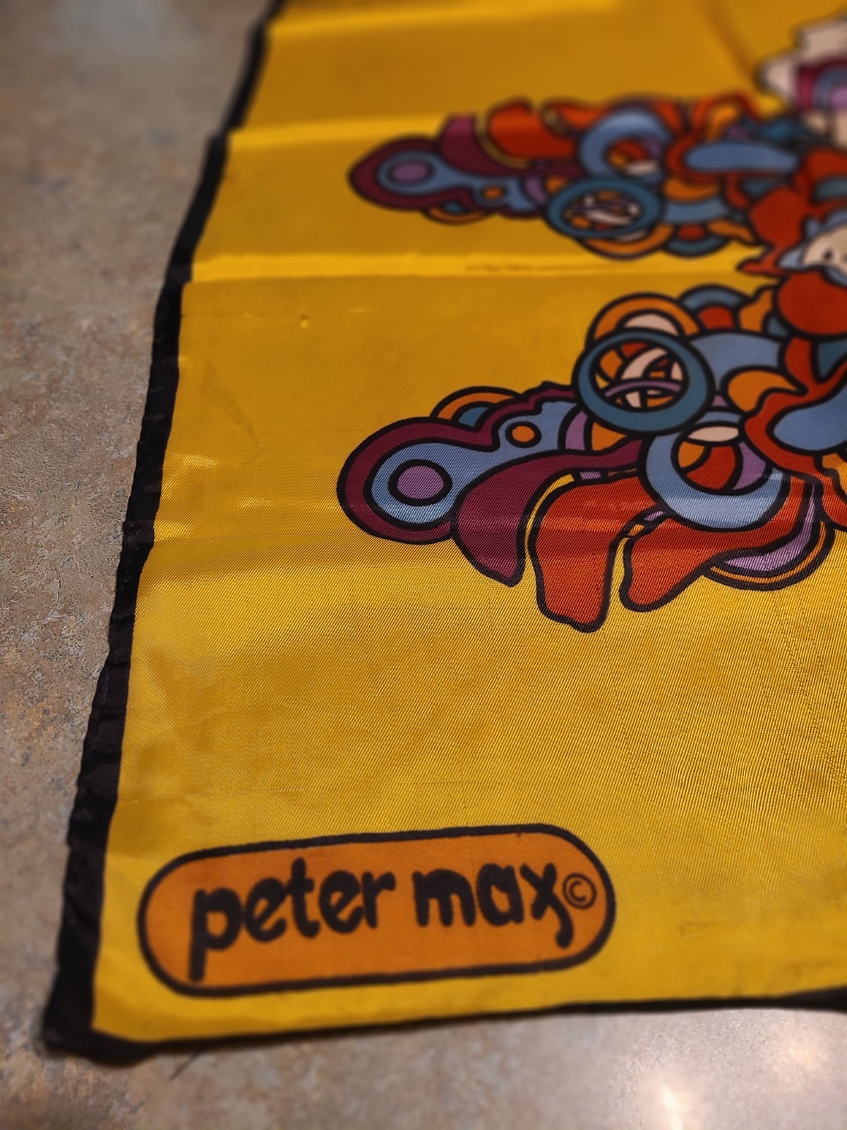 Peter Max Authentic 60s Psychedelic Butterfly Silk Scarf. 21″ Square. Rare Find.
