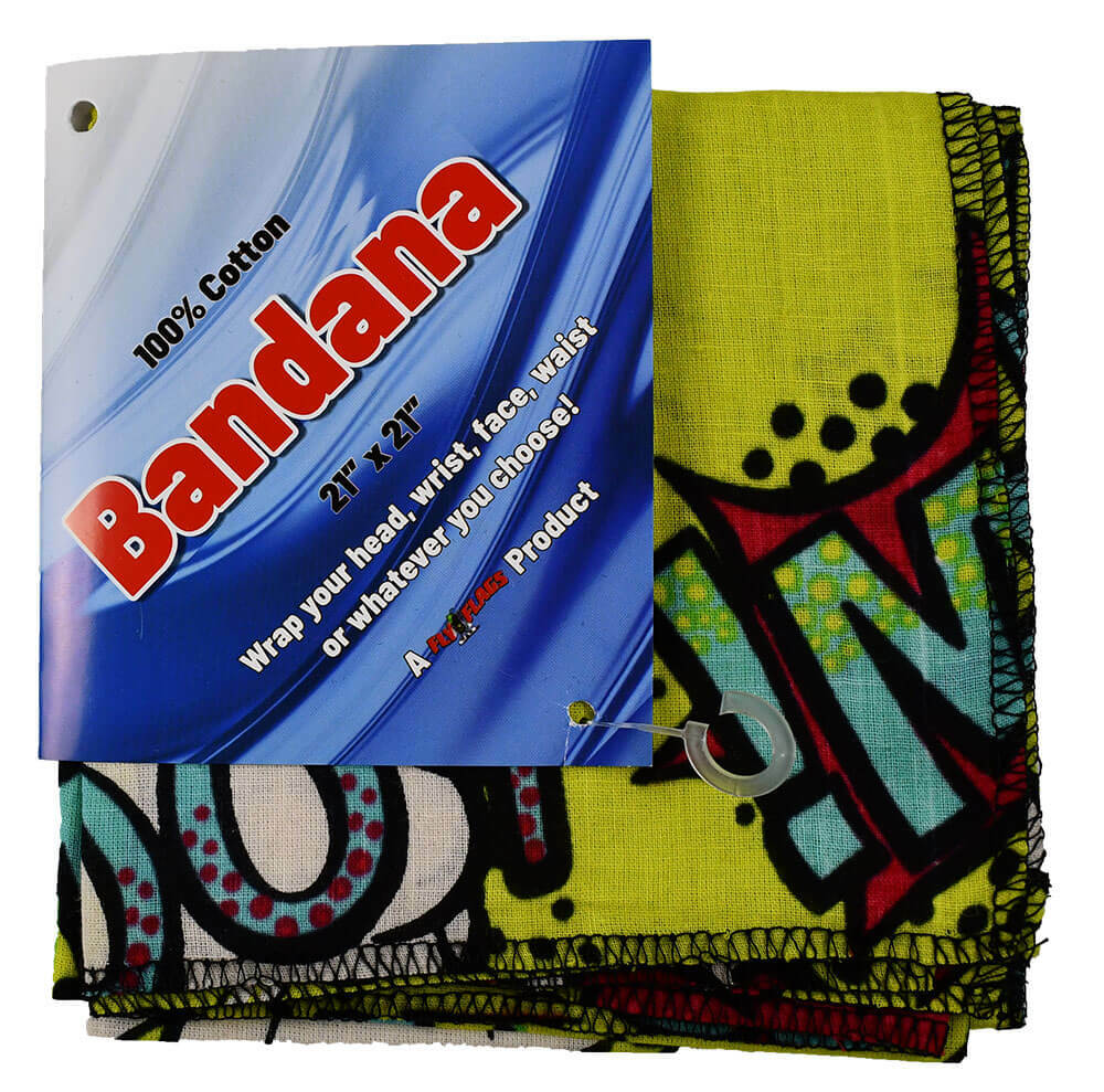 Bandana – Cartoon Pow! – 21″ x 21″ – Cotton