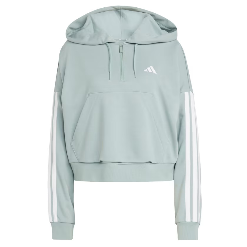 adidas women Essentials 3-Stripes French Terry Quarter-Zip Hoodie