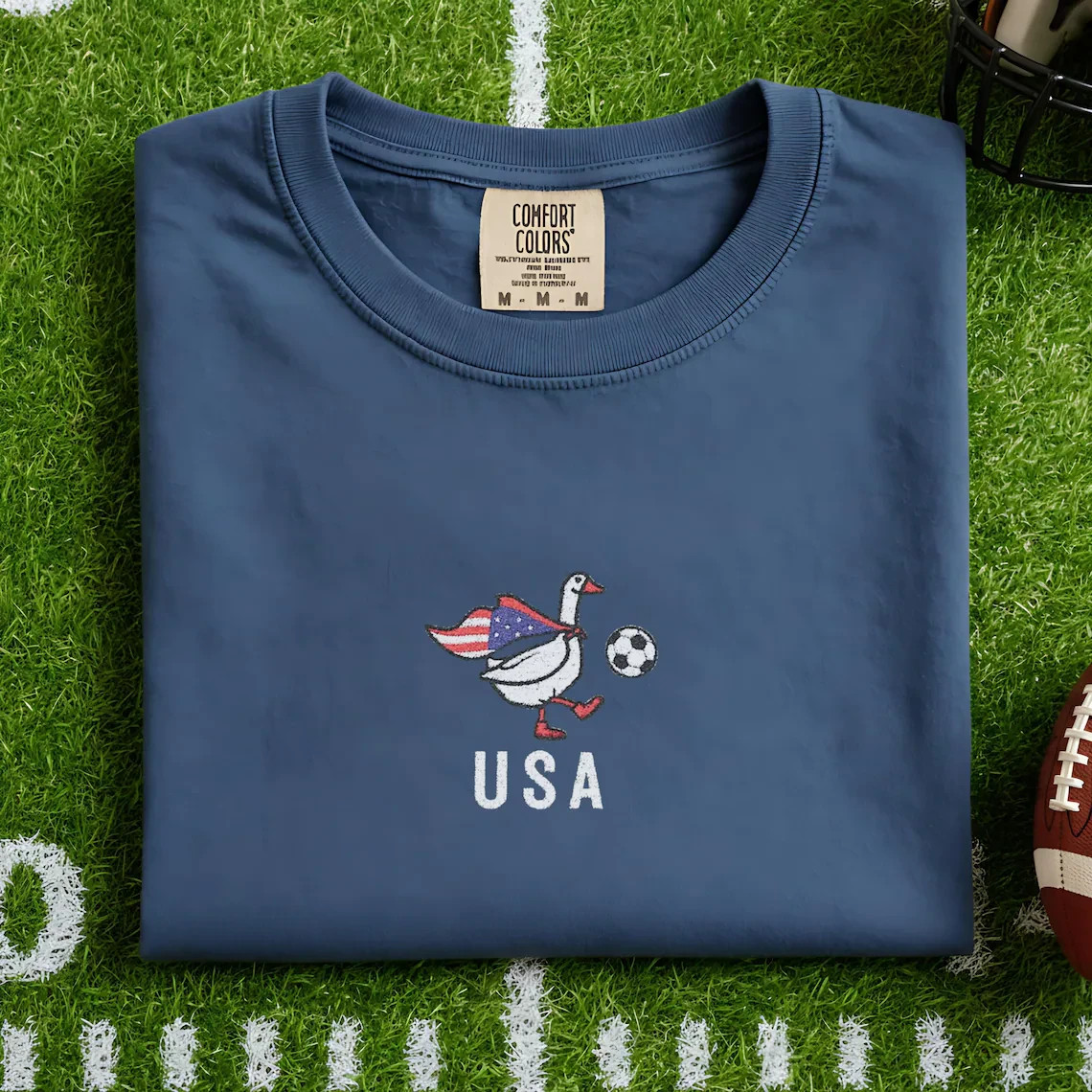 USA Goose Soccer Shirt Patriotic American Flag Football Graphic Tee