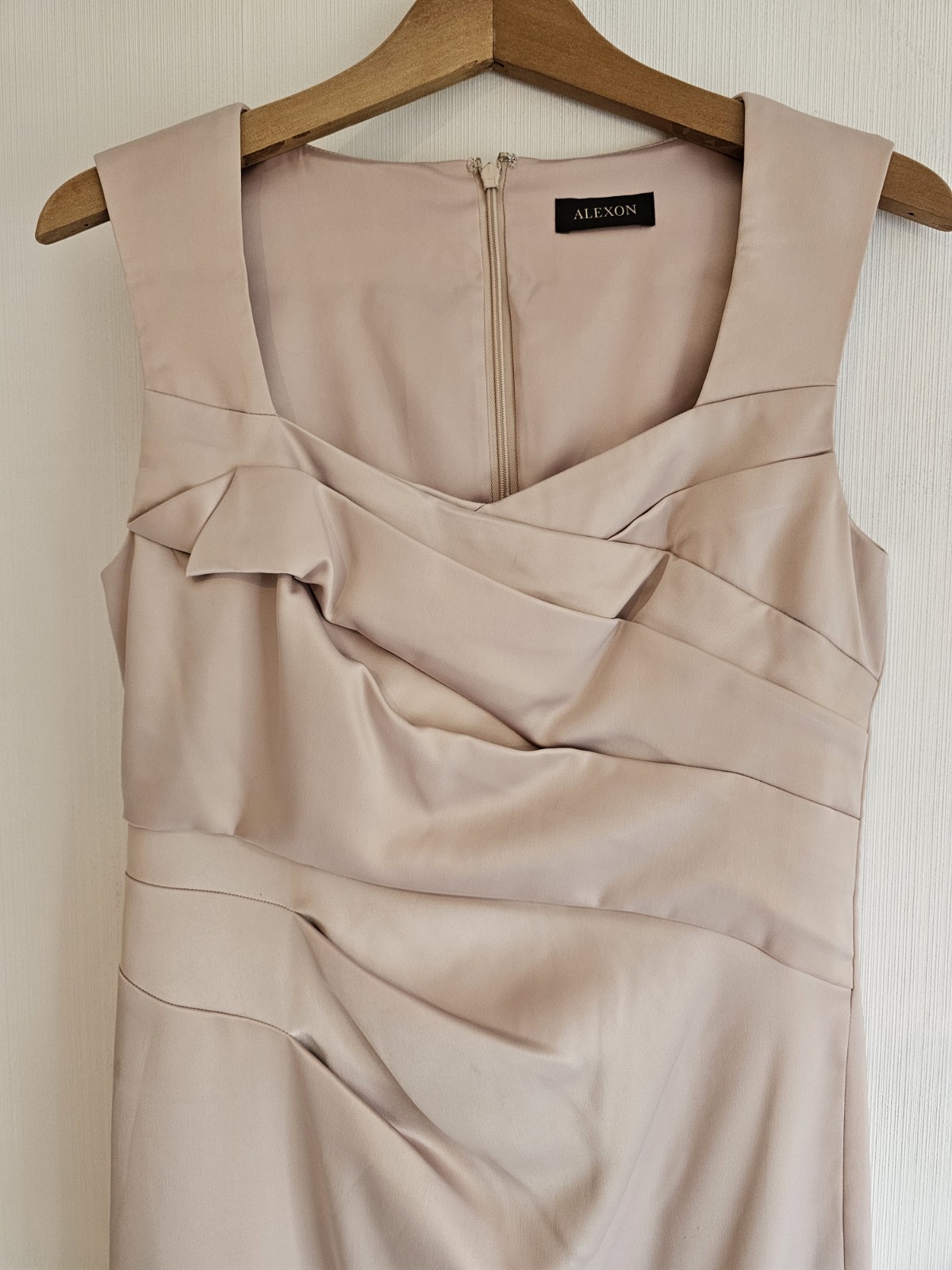 Alexon Champagne Satin Dress UK 10 Mother Of Bride Occasion Wear Bridesmaid