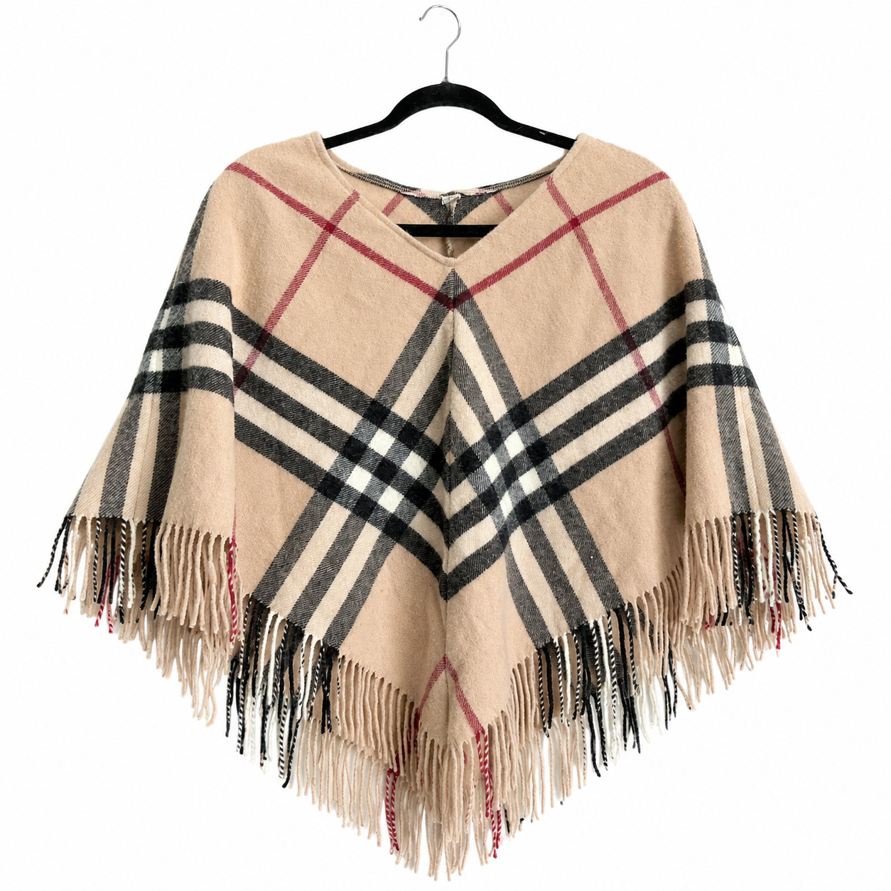 Burberry Wool Cashmere Shawl Poncho Cape Beige Black Red White Nova Check