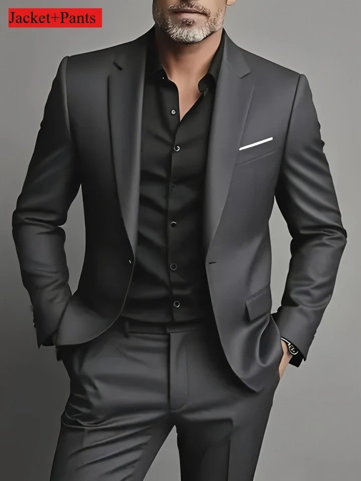 Men’s 3-Piece Slim Fit Suit Set Formal Wedding Business Party Blazer Vest Pant