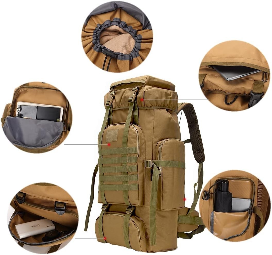 80L/100L Outdoor Hiking Military Tactical Backpack Camping Rucksack Trekking Bag