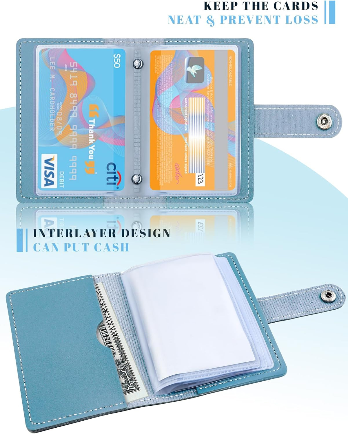 Leather Business Card Holder, 26 Card Slots, RFID Blocking Secure Professional C