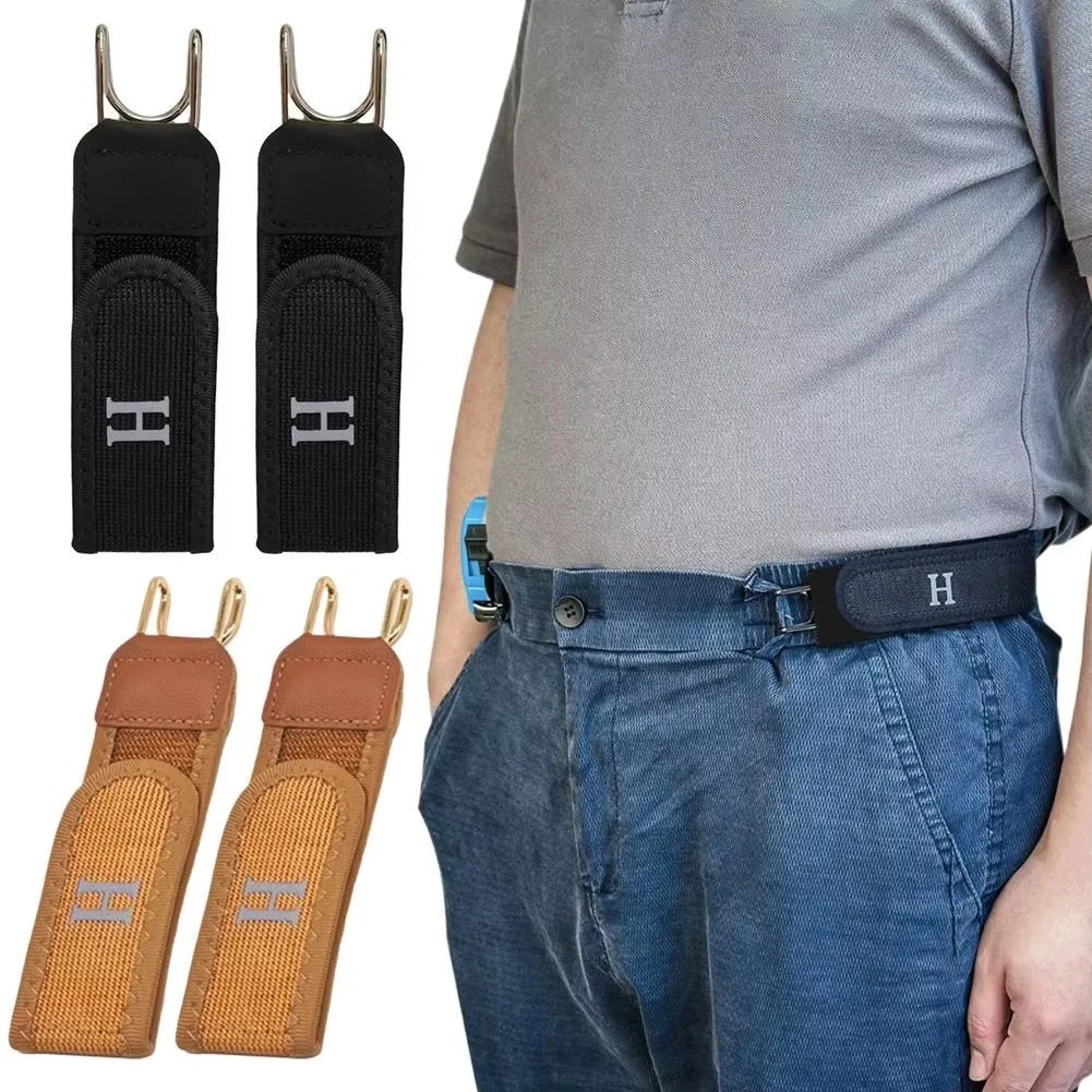 2 Pack Buckleless Elastic Belt Adjustable Waist Belt for Men Women